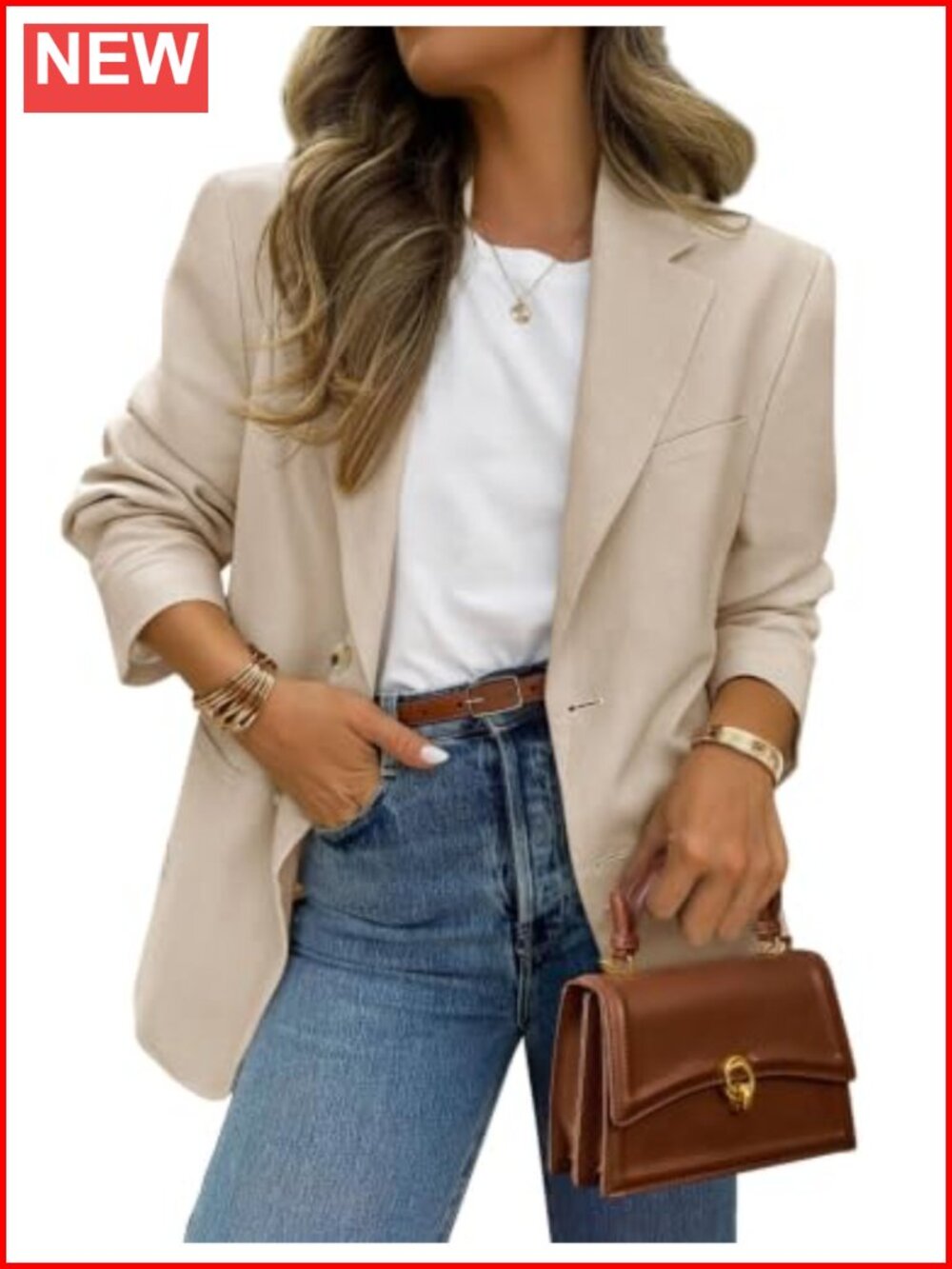Women's Notch Lapel Blazer, Long Sleeve, Polyester Blend